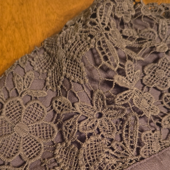 3/$17 Matilda Jane Brown Button Down Shirt Vest with Lace Collar and Pockets - Picture 3 of 6